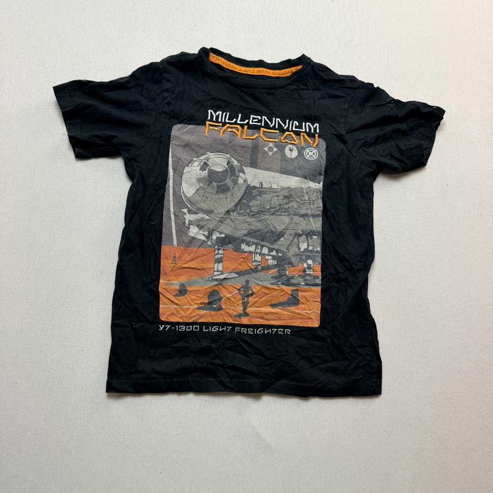 Star Wars Millennium Falcon T-Shirt Men Small Black Excellent Graphic Tee